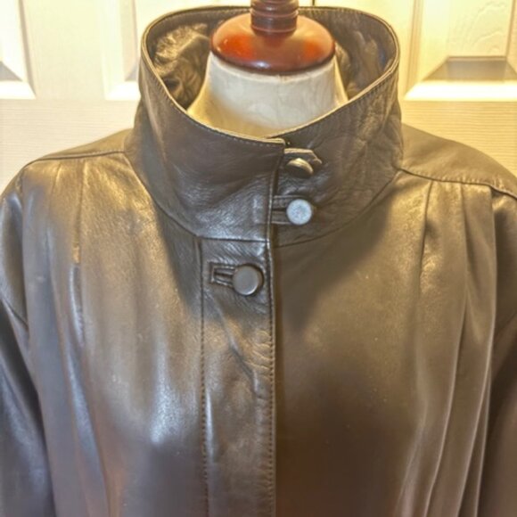 Vintage Cassidy Full Length Black Genuine Leather Coat, Size 12 - Picture 2 of 8